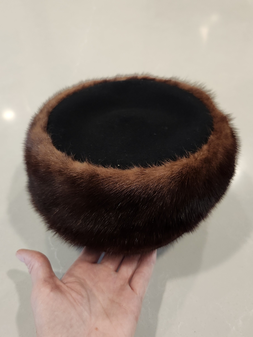 Vintage Wool And Mink Pillbox Hat